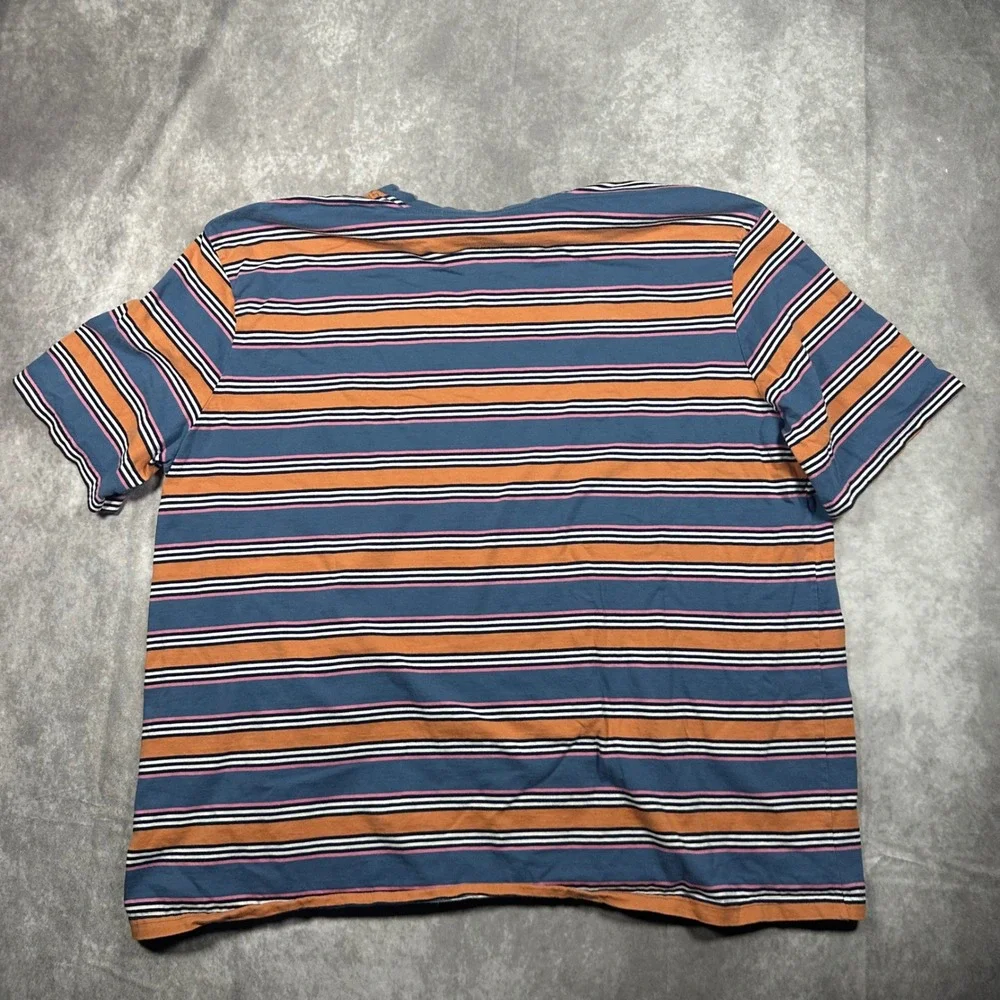 Levis Mens XL Oversized Striped T-Shirt Blue Orange Pink Crew Neck Retro Tee Y2K
